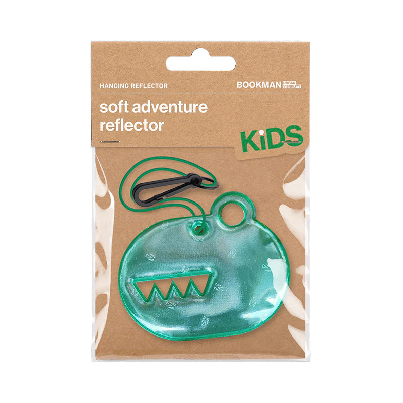 Bookman  Reflektor Anhänger für Kinder  Dinosaur Green