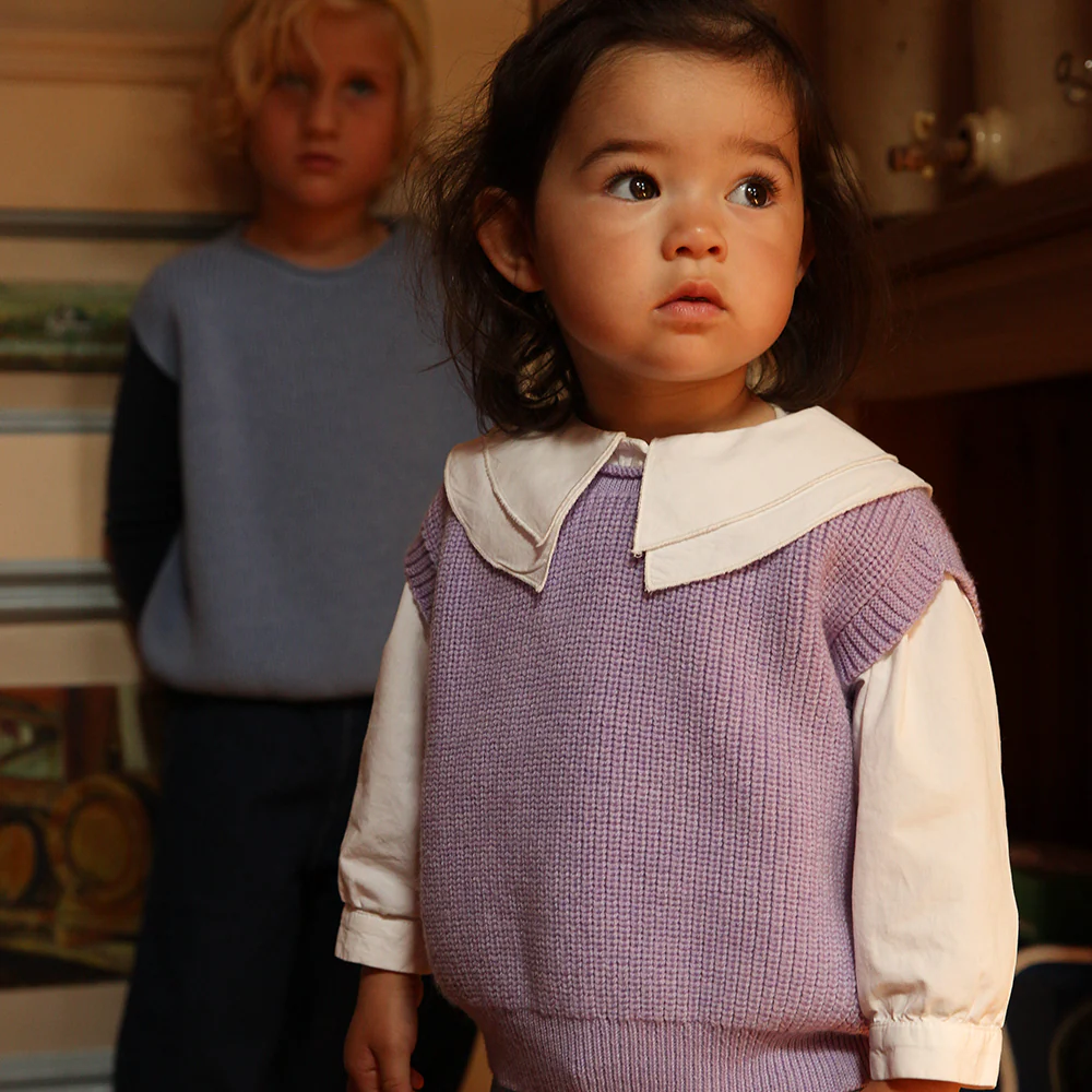 Hvid  Kinder Strickweste 'Harvey'  Lilac - Image 3