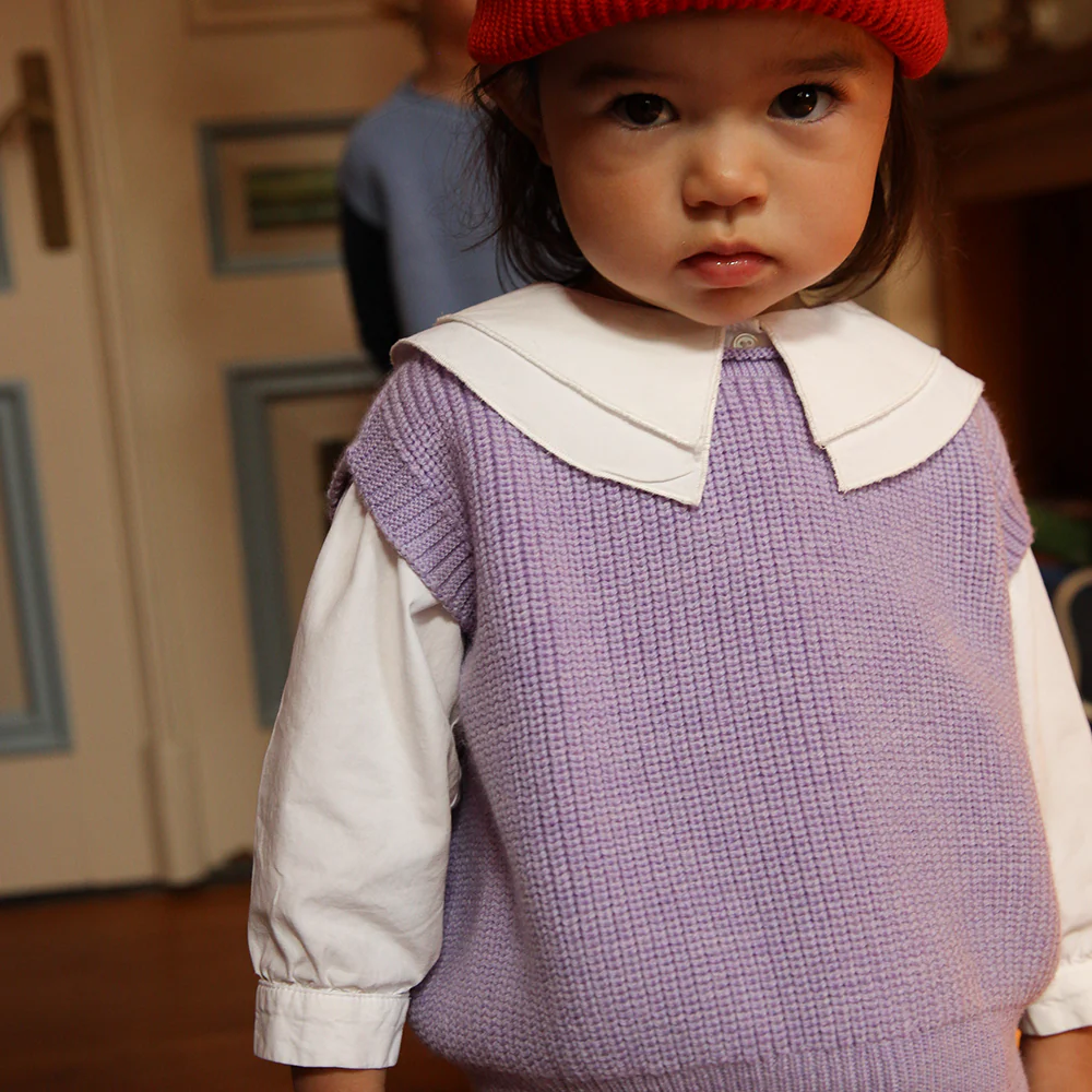 Hvid  Kinder Strickweste 'Harvey'  Lilac - Image 4