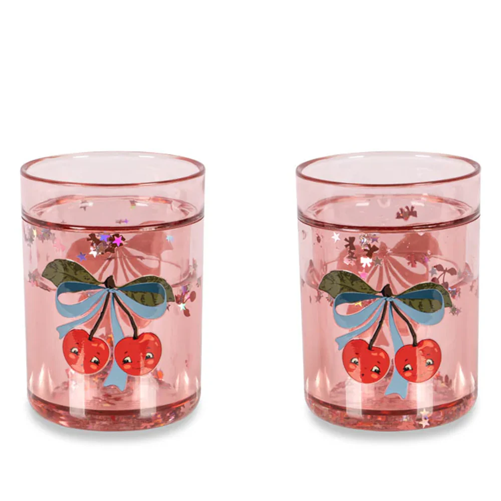 Konges Sløjd  2er Set Glitzer-Becher Cherry Bow