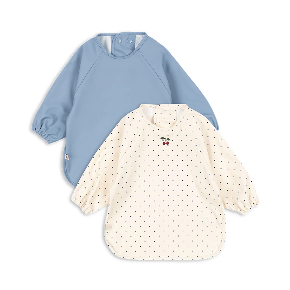 Konges Sløjd Langarm Lätzchen 2er Set Navy Dot/Rain Washed