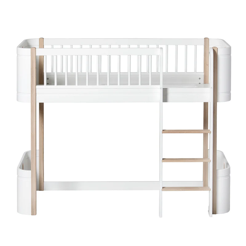 Oliver Furniture  Wood Mini+ Halbhohes Hochbett  Weiss/Eiche