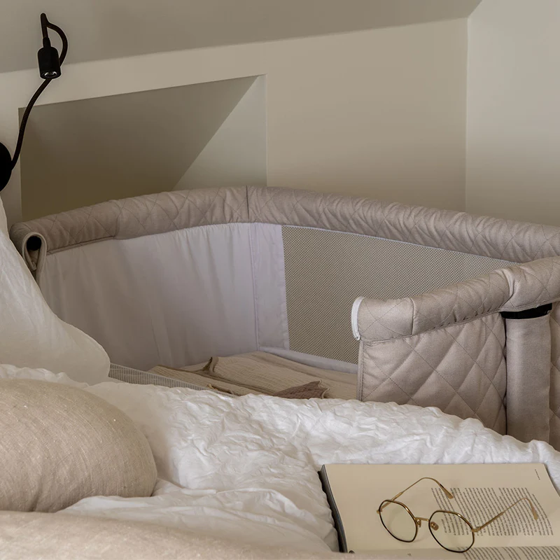 Quax Beistellbett 'Side-by-Side' Naturel Quilted Clay - Image 4