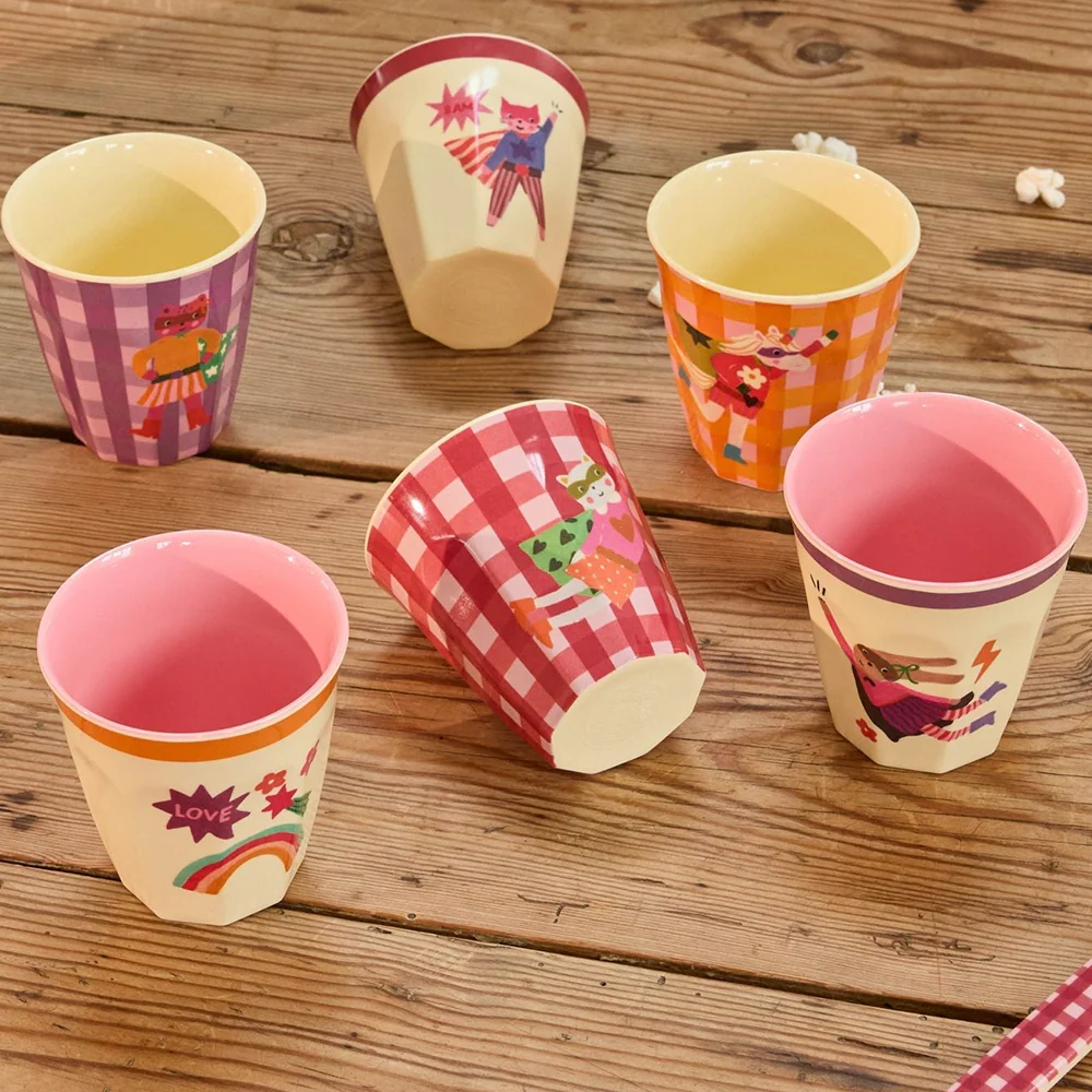 Rice Melamin Becher Klein 'Hero' Red Checkers - Image 2