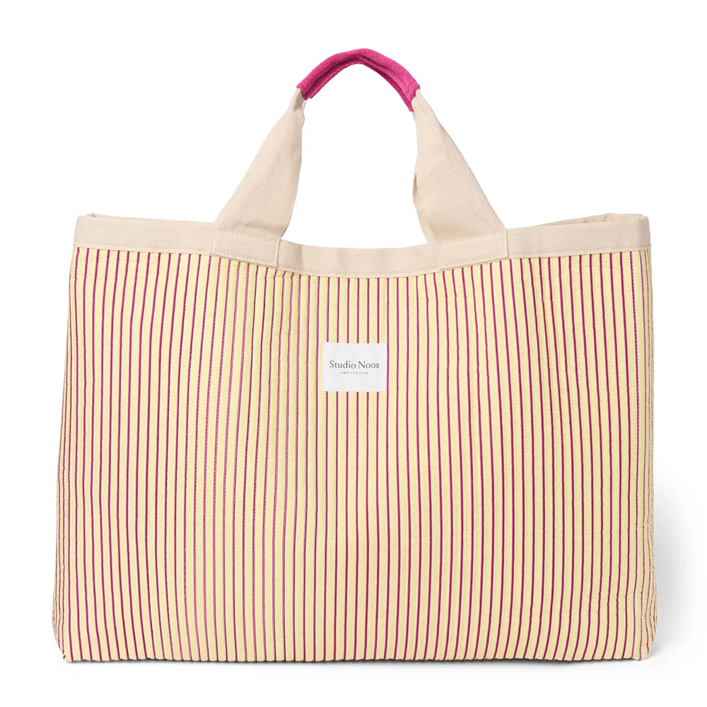 Studio Noos  Beach Bag 'Poplin' Butter Yellow Striped