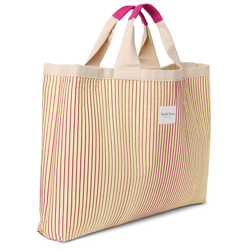 Studio Noos  Beach Bag 'Poplin' Butter Yellow Striped - Image 3