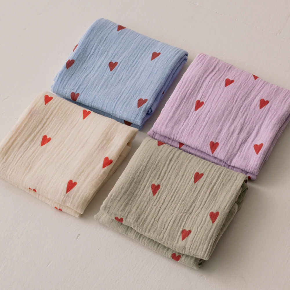 Studio Noos Mulltuch 'Hearts' 70 x 70 cm Green - Image 6
