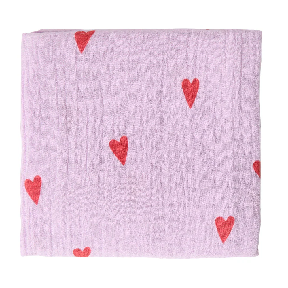 Studio Noos Mulltuch 'Hearts' 70 x 70 cm Lilac - Image 3