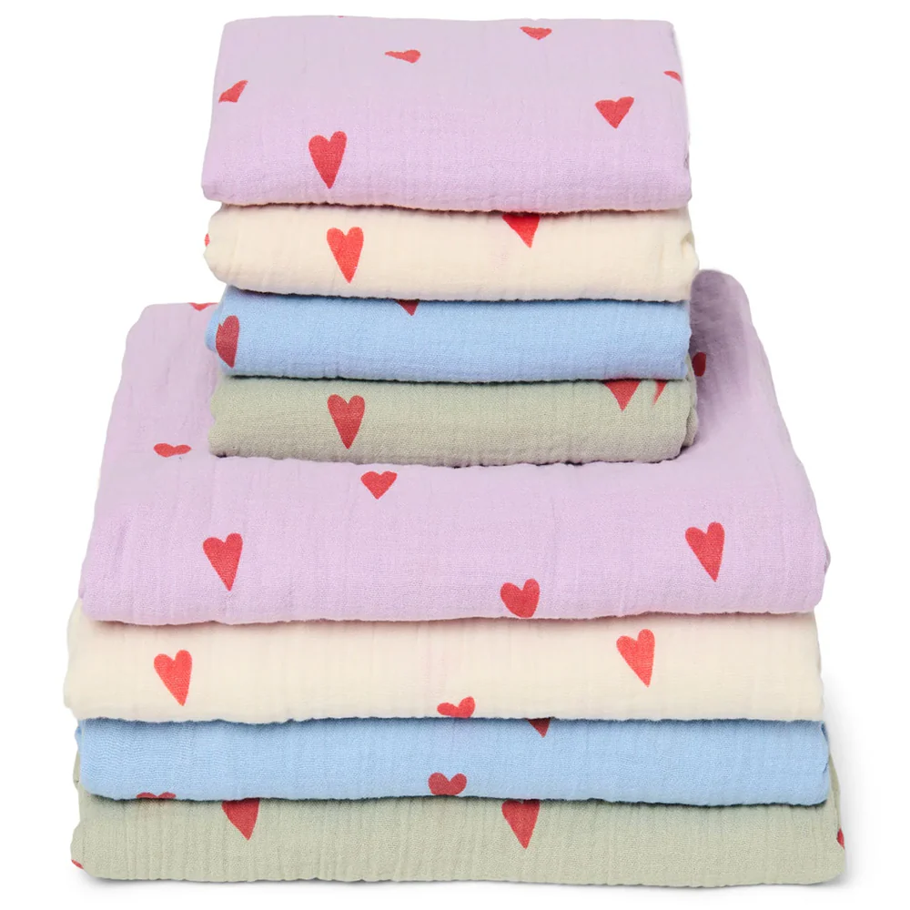 Studio Noos Mulltuch 'Hearts' 70 x 70 cm Lilac - Image 5